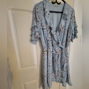 DEX blue floral mini dress